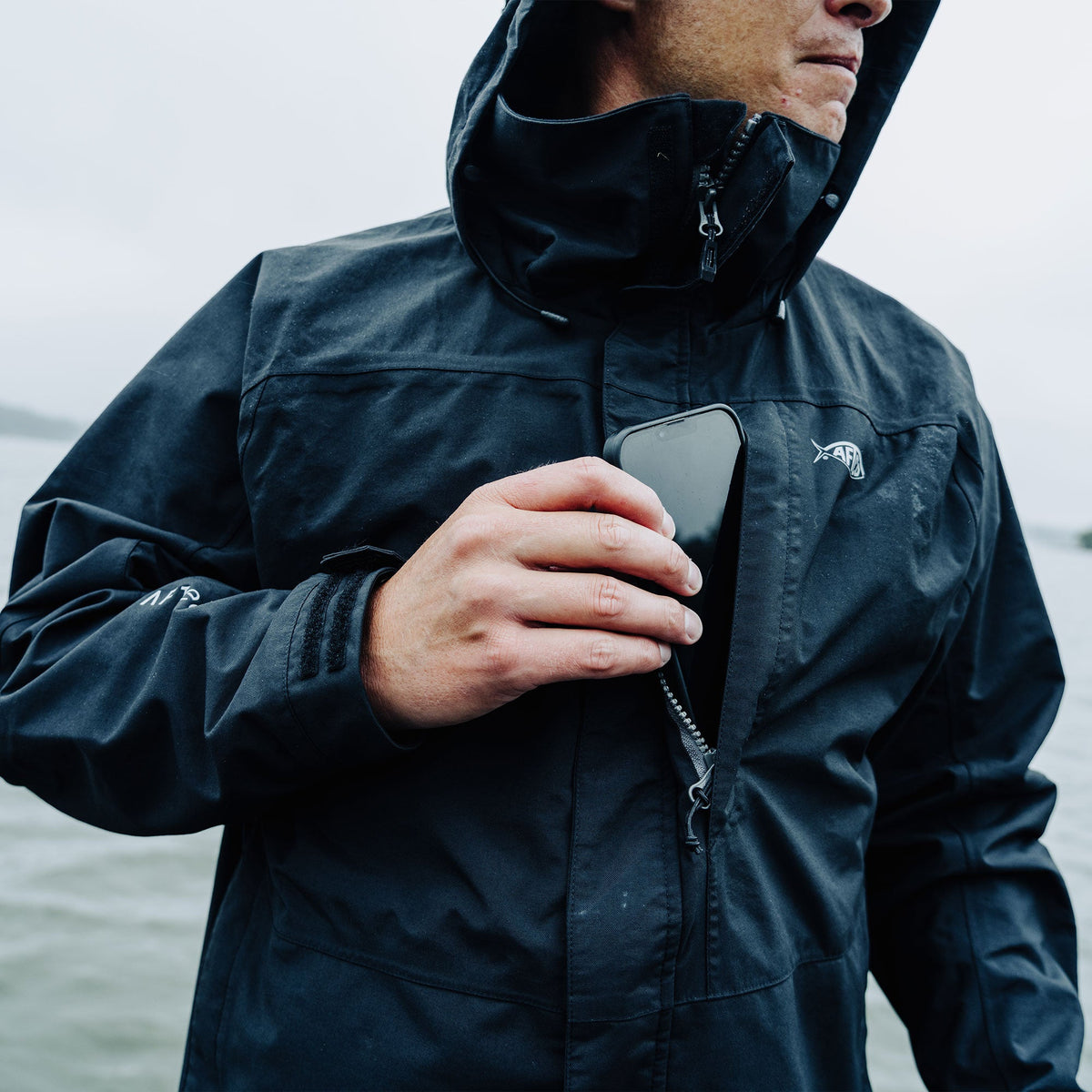 Black Fortress Fishing Rain Jacket / AFTCO Classic