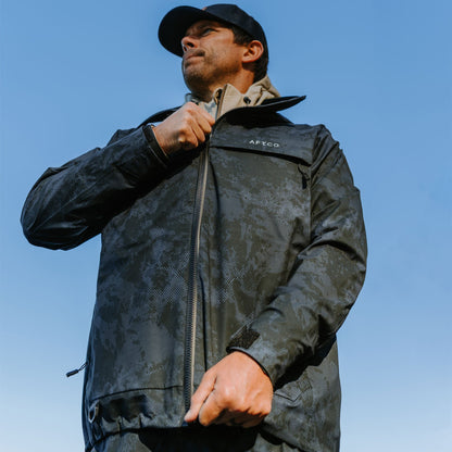 Olive Current Camo Stormbreaker Fishing Jacket / AFTCO Trusted