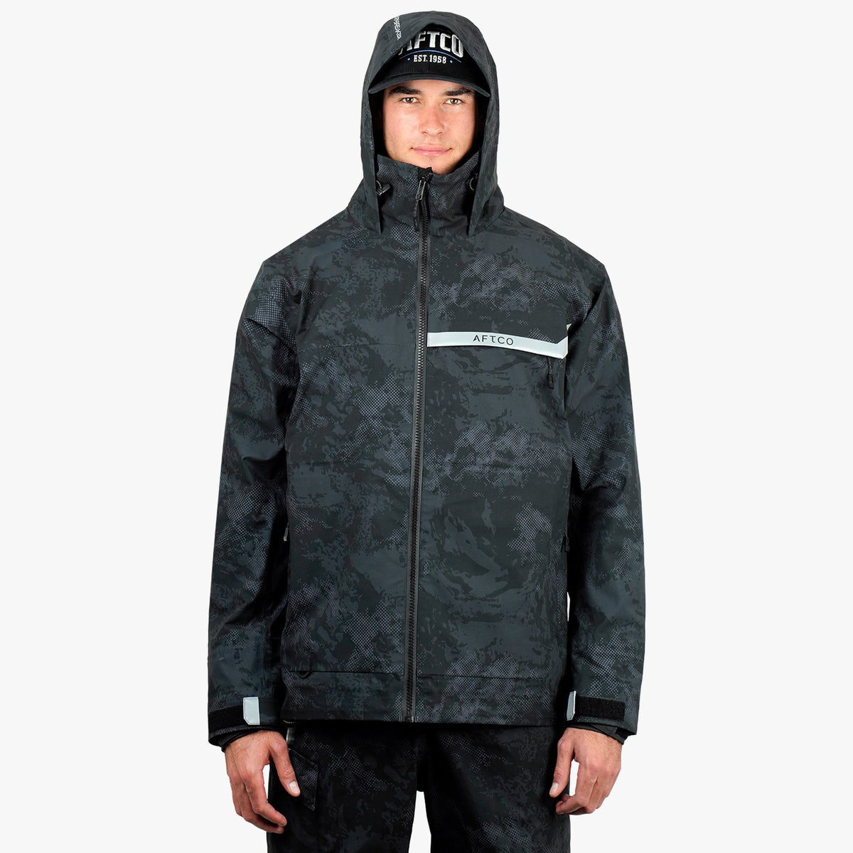 Olive Current Camo Stormbreaker Fishing Jacket / AFTCO Trusted