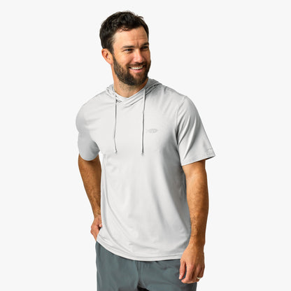 Oyster Gray Heather Samurai Short Sleeve Hooded Sun Protection Shirt / AFTCO Everyday