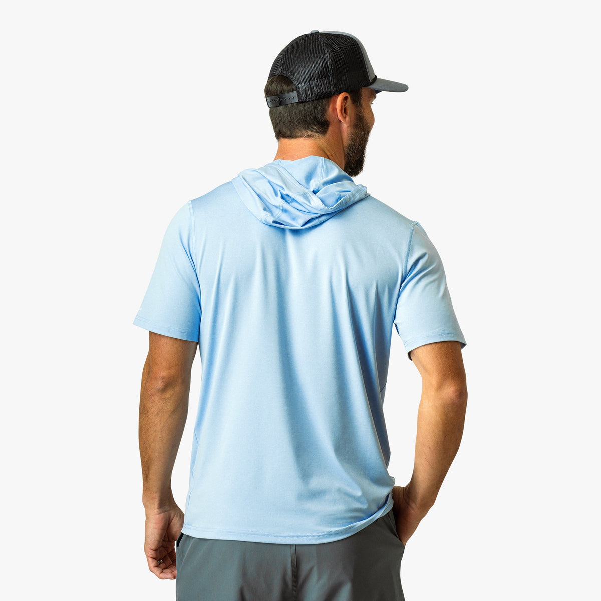 Oyster Gray Heather Samurai Short Sleeve Hooded Sun Protection Shirt / AFTCO Everyday
