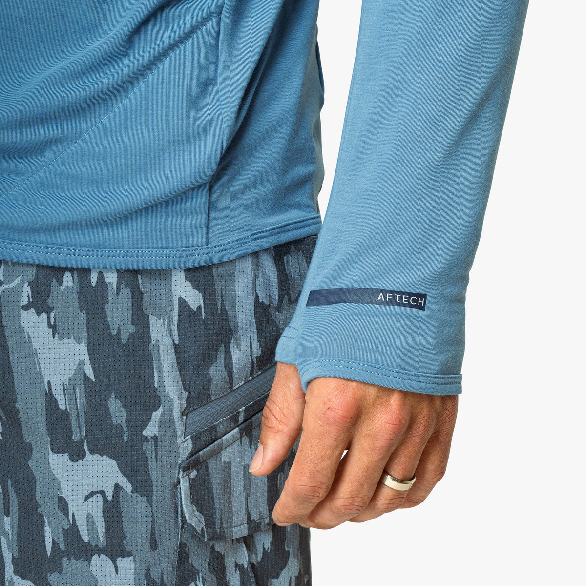 Blue Shadow Tailwind Long Sleeve Hooded Sun Protection Shirt / AFTCO Deals