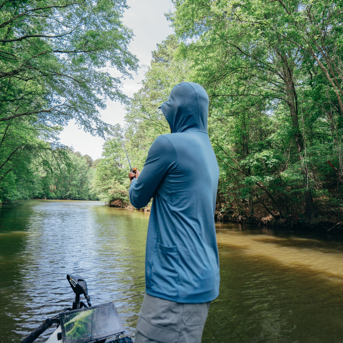 Blue Shadow Tailwind Long Sleeve Hooded Sun Protection Shirt / AFTCO Deals