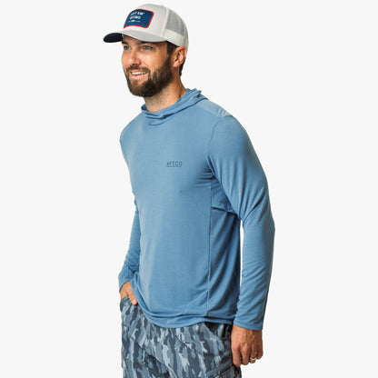 Blue Shadow Tailwind Long Sleeve Hooded Sun Protection Shirt / AFTCO Deals