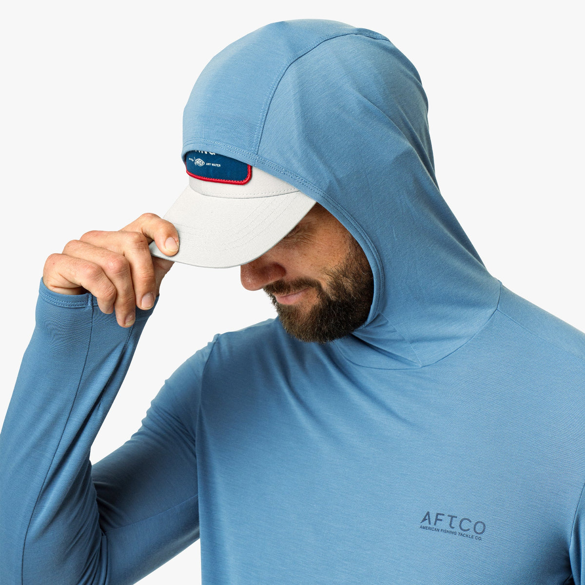 Blue Shadow Tailwind Long Sleeve Hooded Sun Protection Shirt / AFTCO Deals