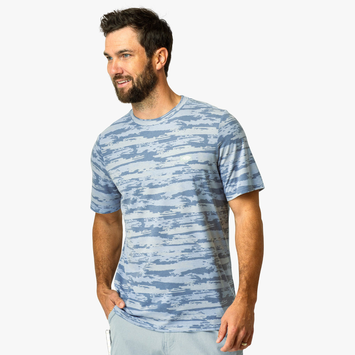 Sand Grouper Camo Ocean Bound Printed Short Sleeve Fishing Shirts / AFTCO Essential