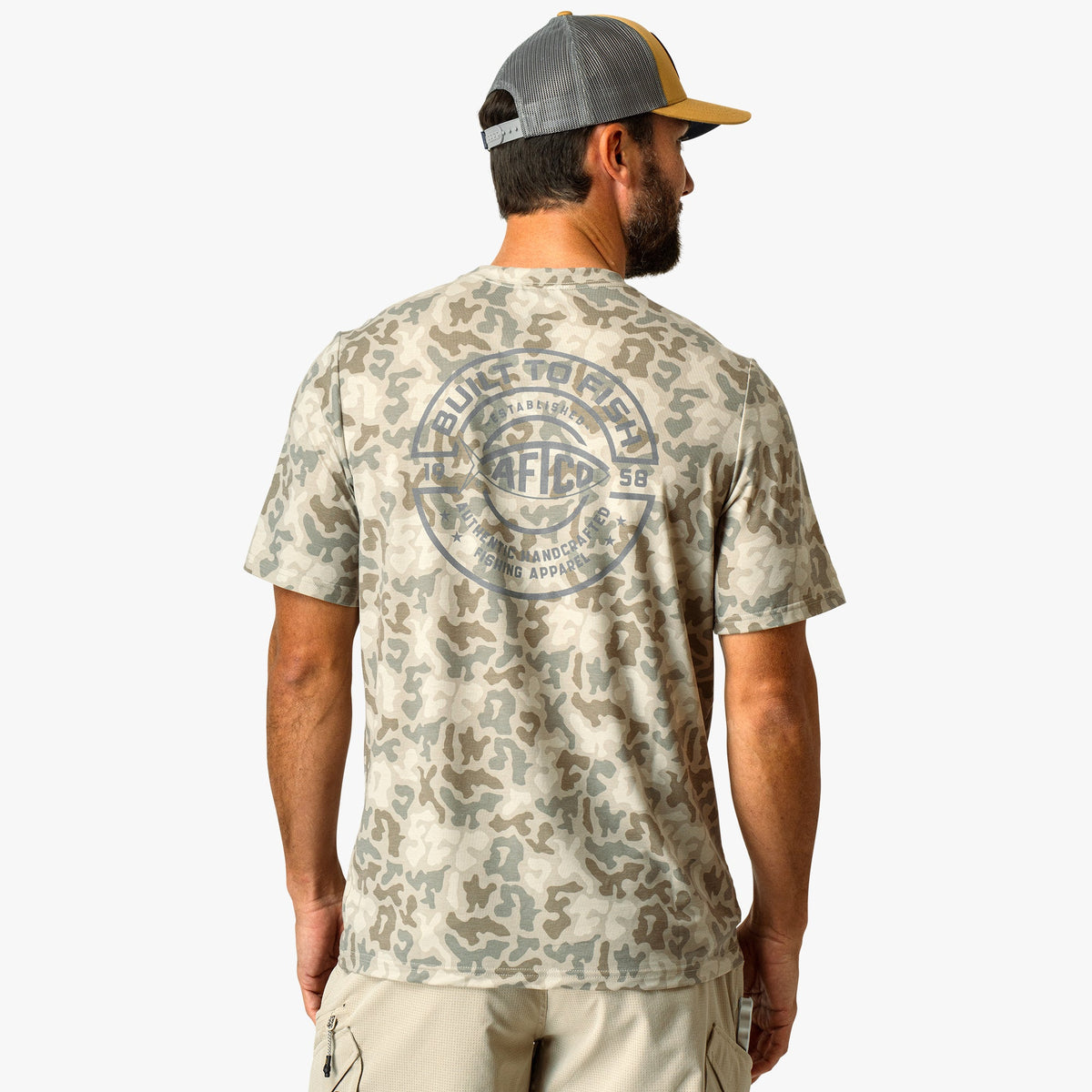 Sand Grouper Camo Ocean Bound Printed Short Sleeve Fishing Shirts / AFTCO Essential