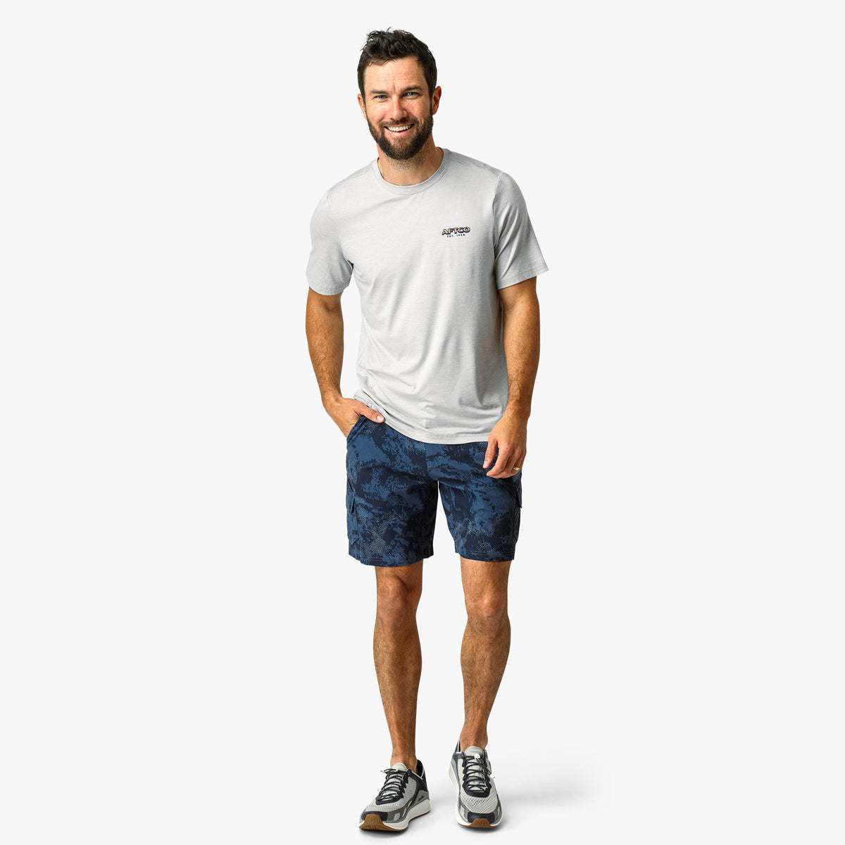 Airy Blue Heather Greetings Short Sleeve Sun Protection Shirt / AFTCO Top Pick