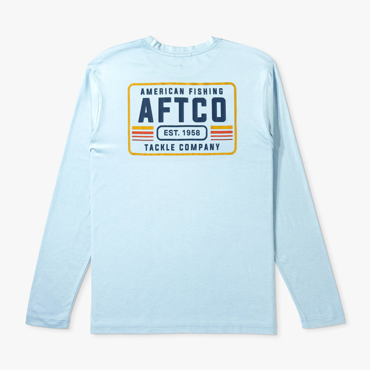 Airy Blue Heather License Plate Long Sleeve Sun Protection Shirt / AFTCO Discount