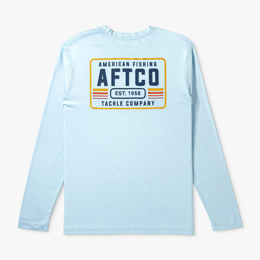 Airy Blue Heather License Plate Long Sleeve Sun Protection Shirt / AFTCO Discount