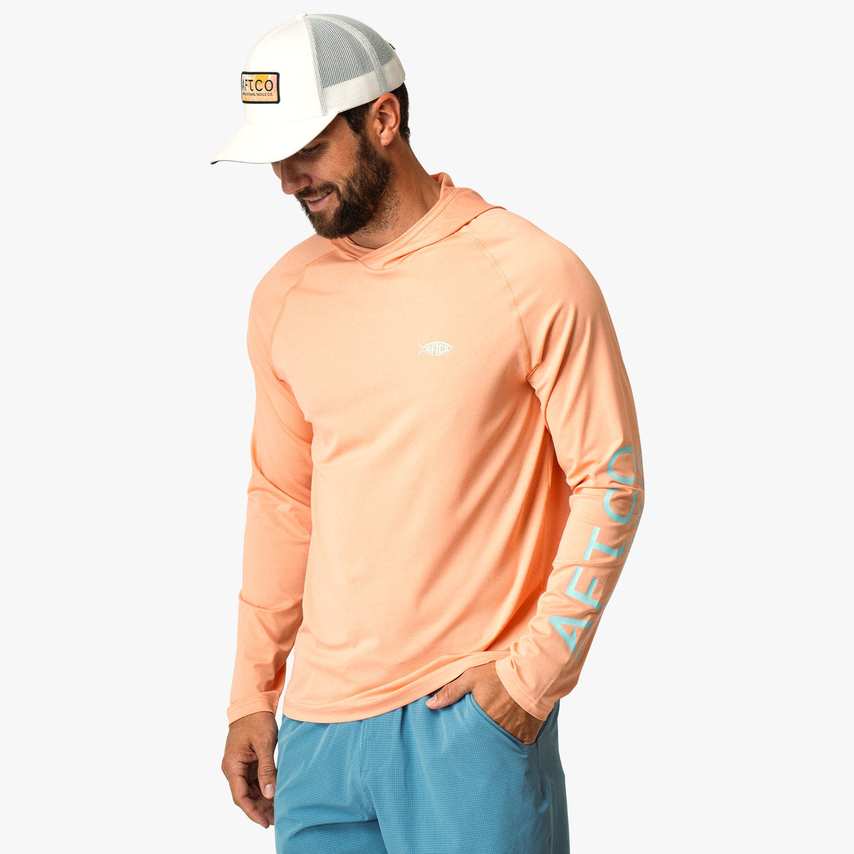 Coral Sands Heather Samurai Long Sleeve Sun Protection Hoodie / AFTCO Trending