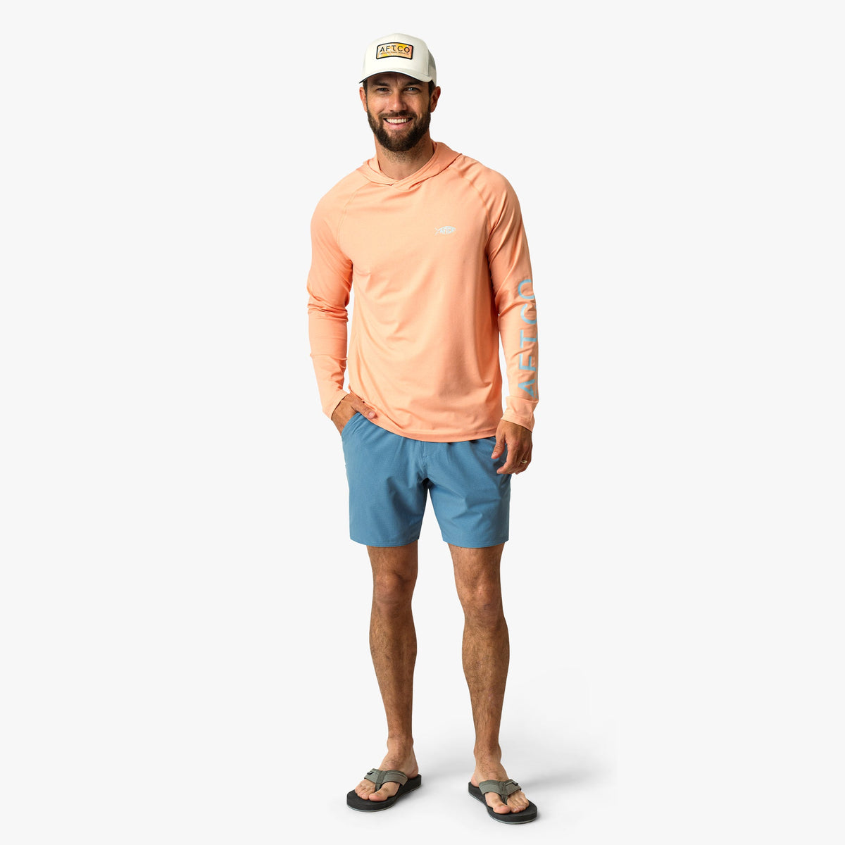 Coral Sands Heather Samurai Long Sleeve Sun Protection Hoodie / AFTCO Trending
