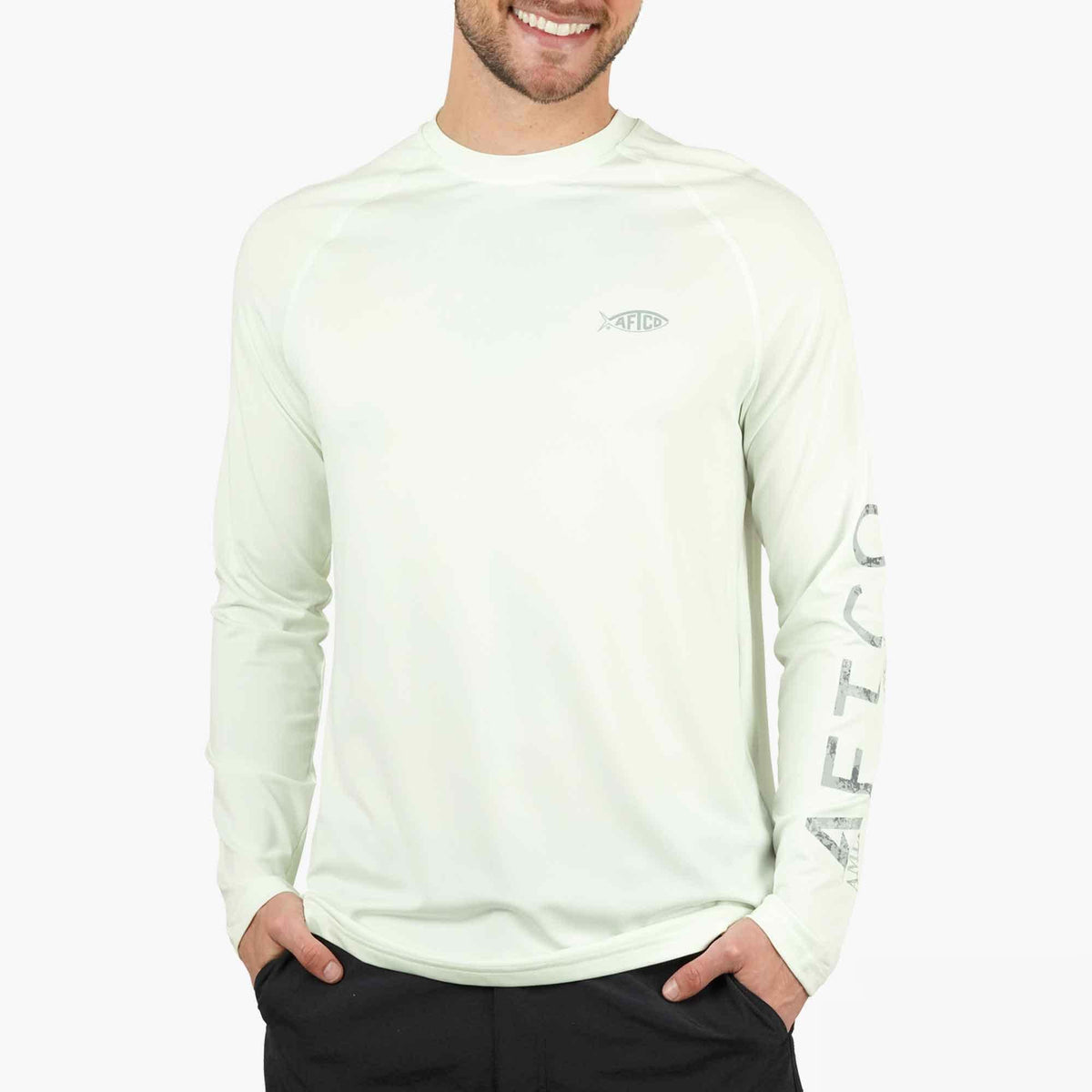 Coral Sands Heather Men's Long Sleeve Sun Protection Shirt - Samurai by AFTCO / AFTCO Special Offer