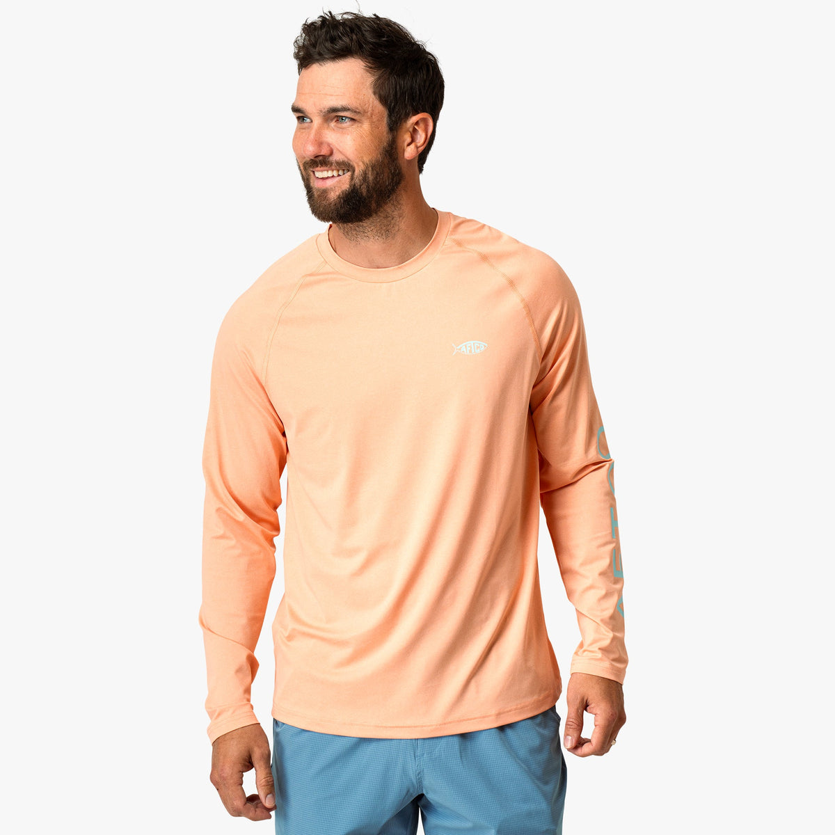 Coral Sands Heather Men's Long Sleeve Sun Protection Shirt - Samurai by AFTCO / AFTCO Special Offer