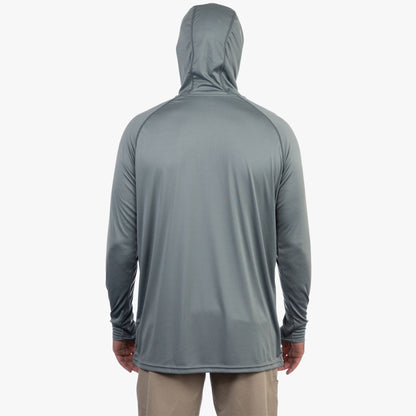 Blue Shadow Heather Jason Christie's Hooded LS Bass Fishing Performance Shirt / AFTCO Latest
