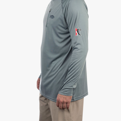 Blue Shadow Heather Jason Christie's Hooded LS Bass Fishing Performance Shirt / AFTCO Latest