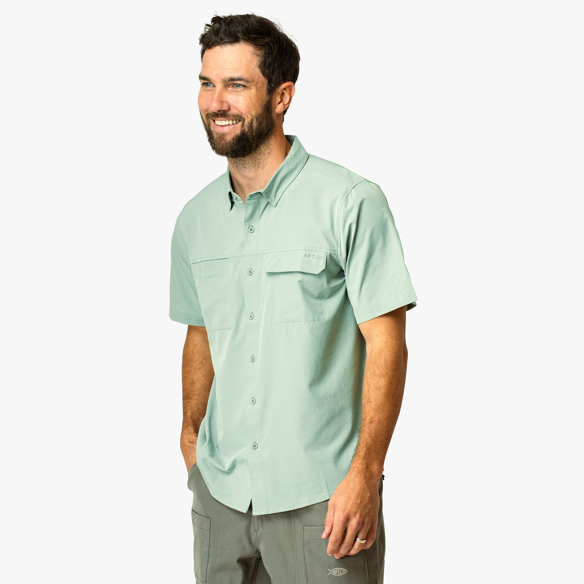 Bay Leaf Air O Mesh SS Button Down Fishing Shirt / AFTCO Sale