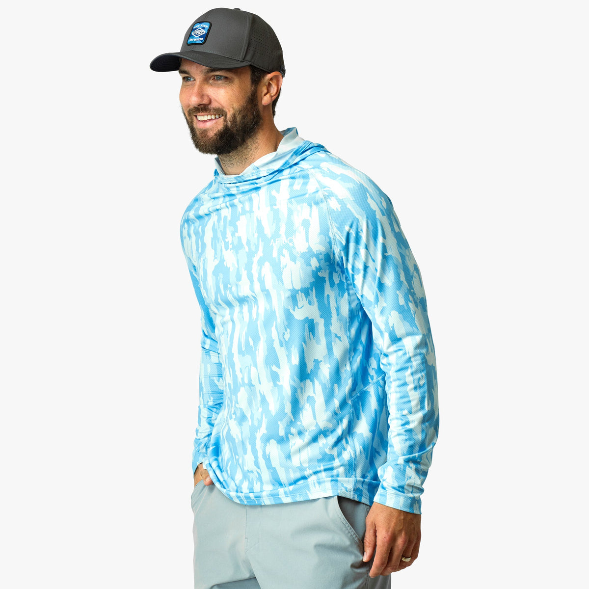 Tidal Current Camo Adapt Phase Change Hooded Fishing Shirt / AFTCO Smart Buy