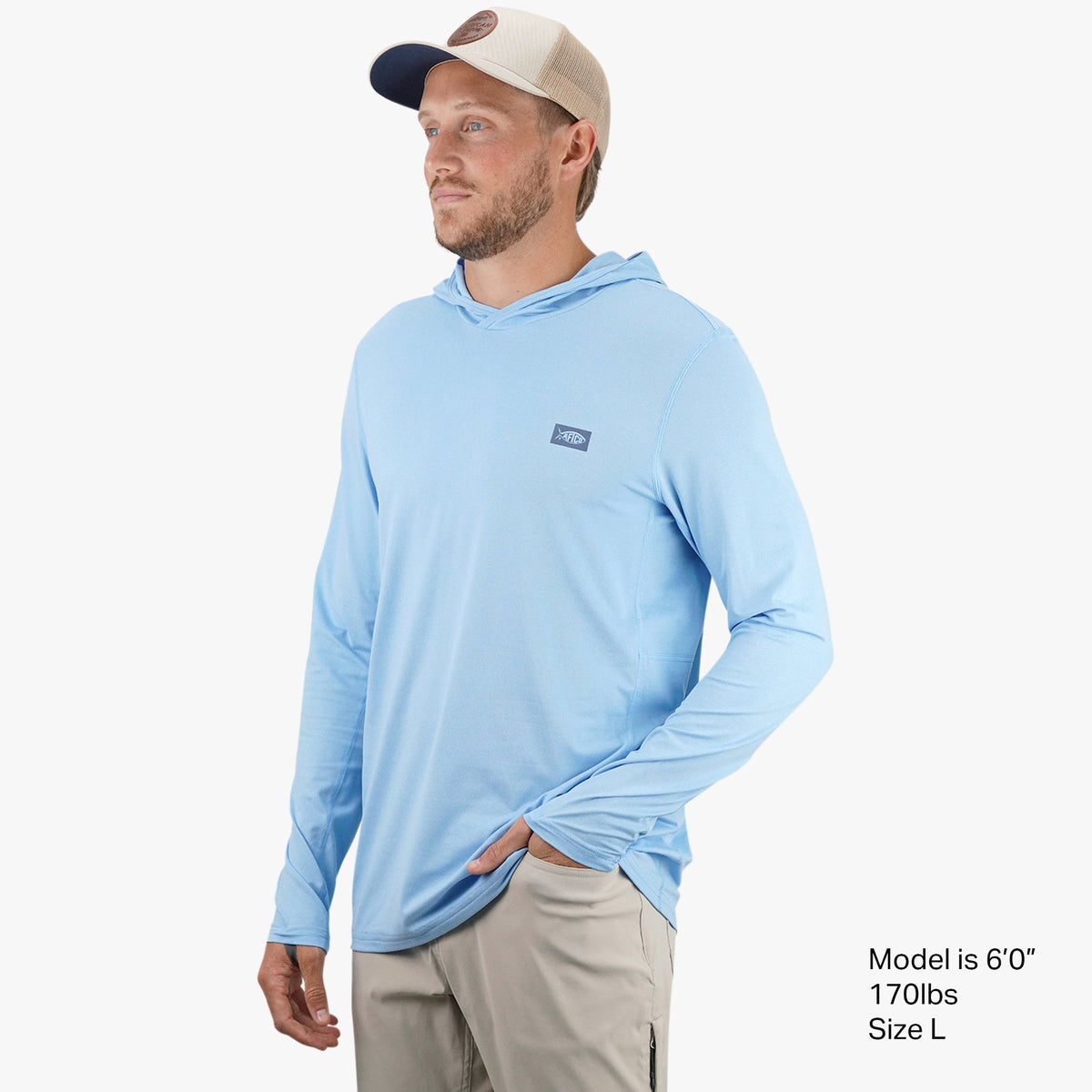 Conch Heather Air O Mesh Hooded Fishing Shirt / AFTCO Smart Buy