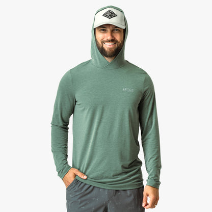 Duck Green Heather Ocean Bound LS UPF Fishing Shirts / AFTCO Classic