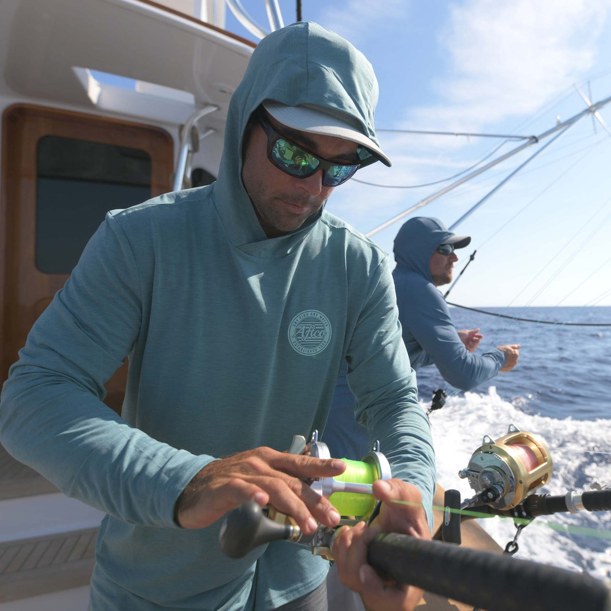 Duck Green Heather Ocean Bound LS UPF Fishing Shirts / AFTCO Classic