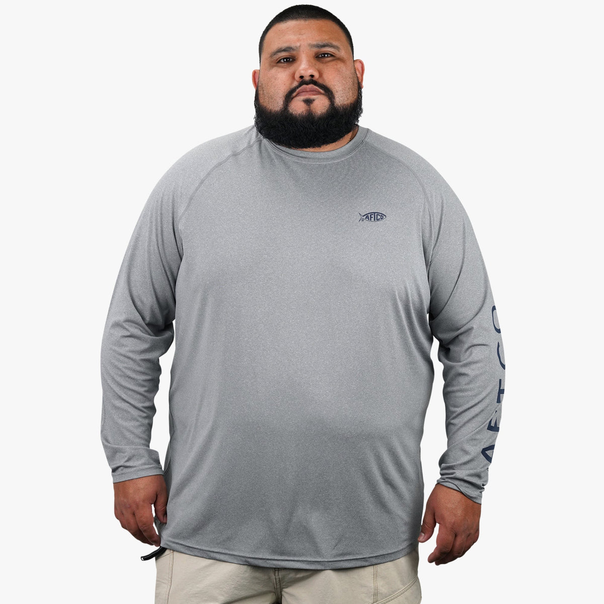 Steel Heather Big Guy Samurai LS Performance Shirt / AFTCO Classic