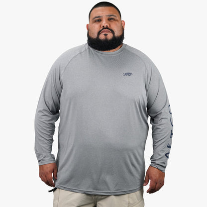 Steel Heather Big Guy Samurai LS Performance Shirt / AFTCO Classic