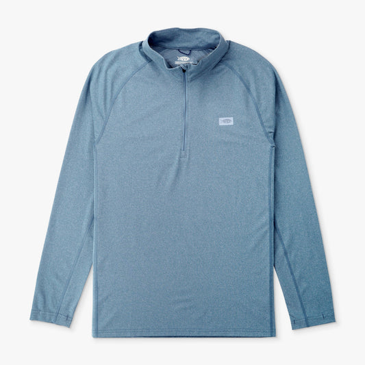 Bering Sea Heather Air O Mesh 1/4 Zip Performance Shirt / AFTCO Premium
