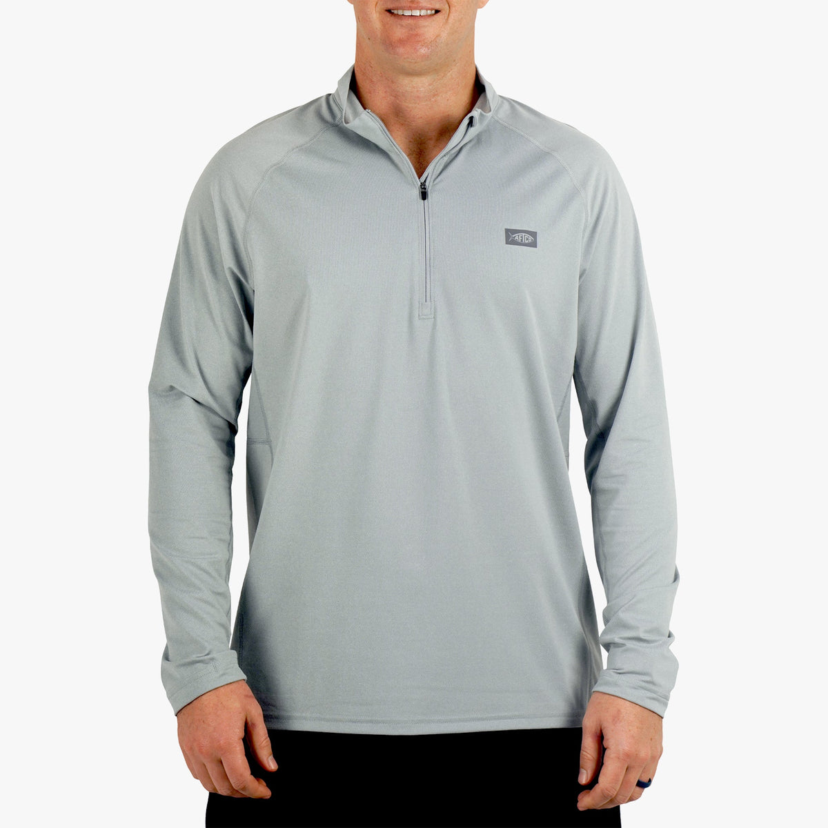Bering Sea Heather Air O Mesh 1/4 Zip Performance Shirt / AFTCO Premium
