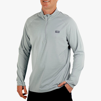 Bering Sea Heather Air O Mesh 1/4 Zip Performance Shirt / AFTCO Premium