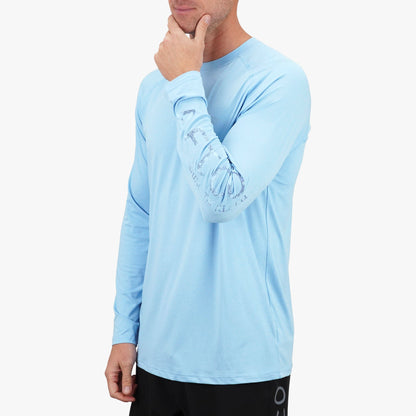 Airy Blue Heather Men's Long Sleeve Sun Protection Shirt - Samurai by AFTCO / AFTCO Top Pick