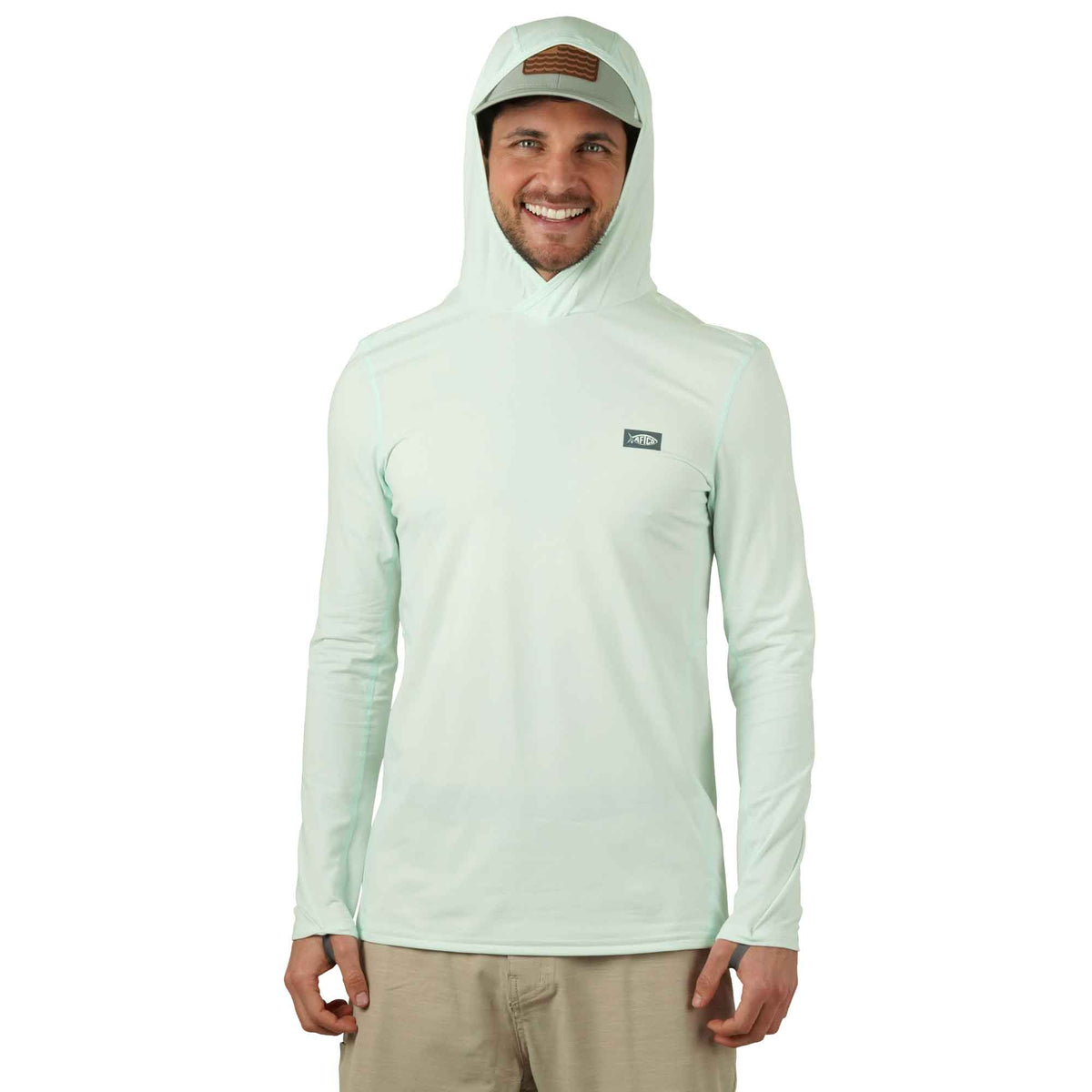 Hint of Mint Heather Air O Mesh Hooded Fishing Shirt / AFTCO Essential