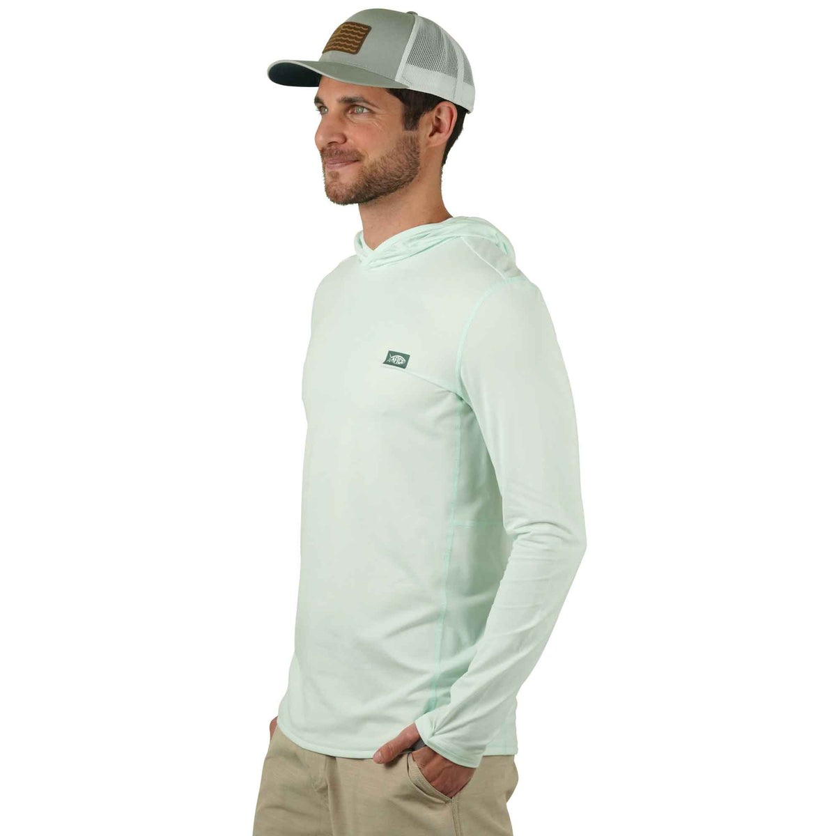 Hint of Mint Heather Air O Mesh Hooded Fishing Shirt / AFTCO Essential