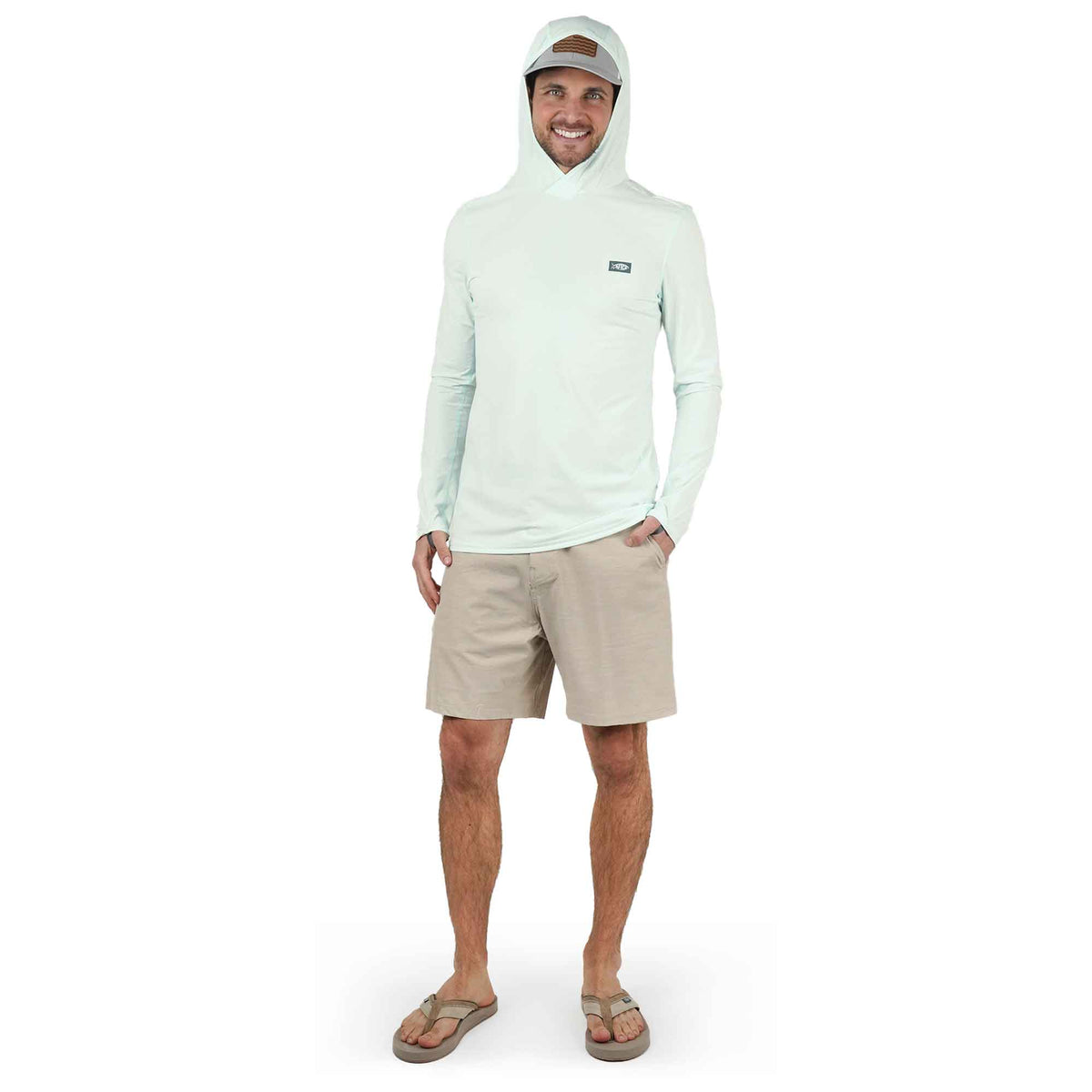 Hint of Mint Heather Air O Mesh Hooded Fishing Shirt / AFTCO Essential