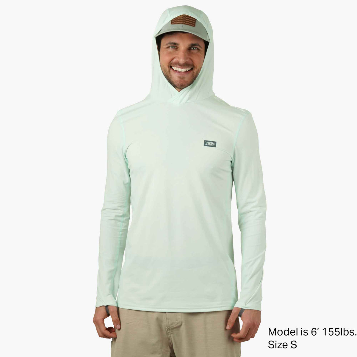 Hint of Mint Heather Air O Mesh Hooded Fishing Shirt / AFTCO Essential
