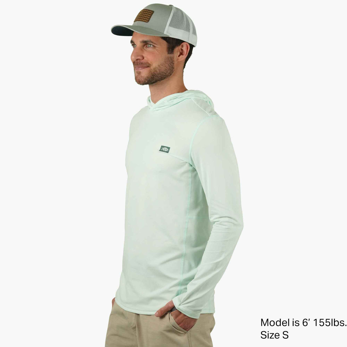 Hint of Mint Heather Air O Mesh Hooded Fishing Shirt / AFTCO Essential