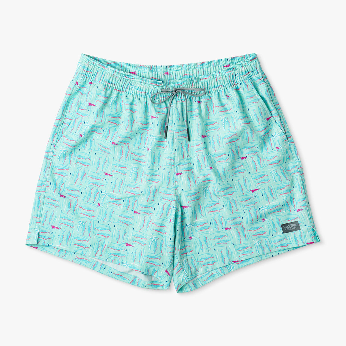 Shoreline Blue Strike Printed Swim Trunks / AFTCO Hot Sale