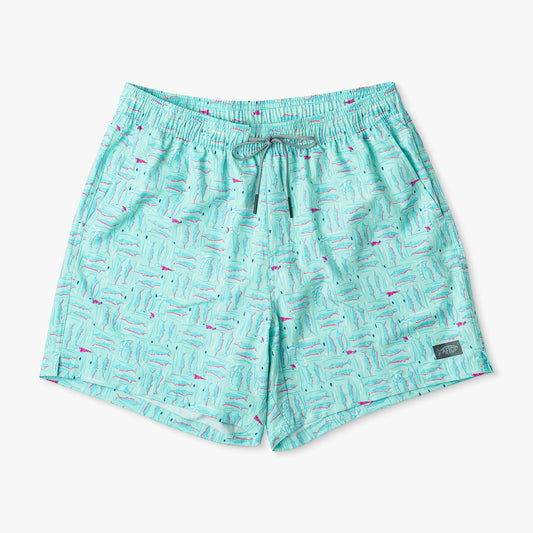 Shoreline Blue Strike Printed Swim Trunks / AFTCO Hot Sale