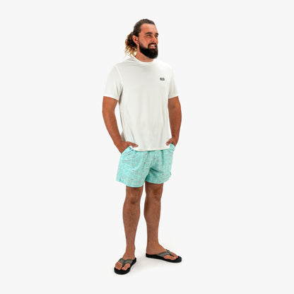 Shoreline Blue Strike Printed Swim Trunks / AFTCO Hot Sale