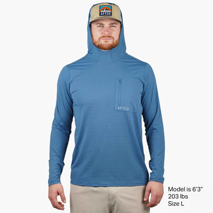Air Force Blue Channel Hooded Performance Shirt / AFTCO Great Value