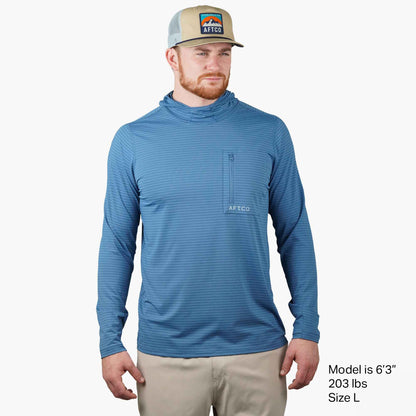 Air Force Blue Channel Hooded Performance Shirt / AFTCO Great Value
