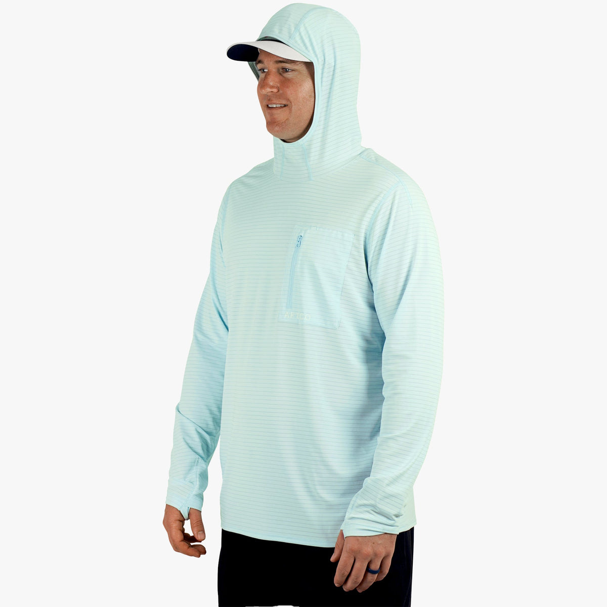 Air Force Blue Channel Hooded Performance Shirt / AFTCO Great Value