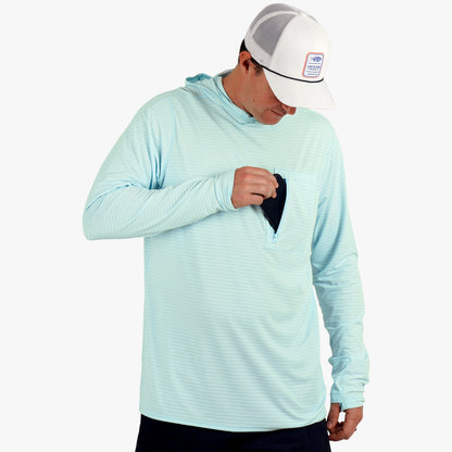 Air Force Blue Channel Hooded Performance Shirt / AFTCO Great Value