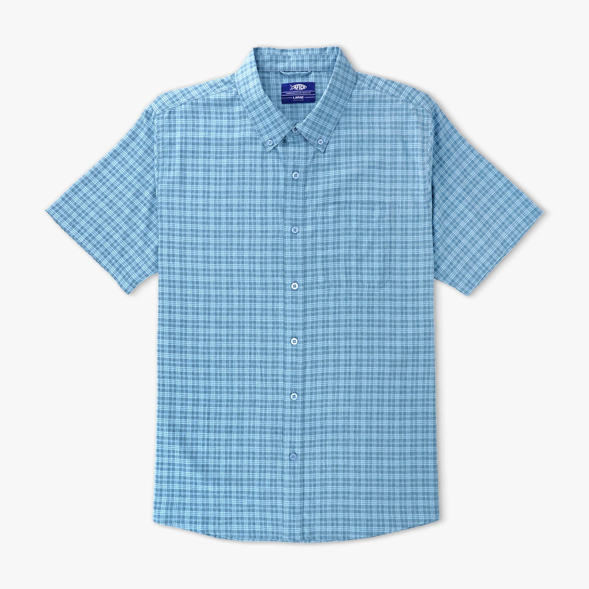 Air Force Blue Dorsal Short Sleeve Button Down Shirt / AFTCO Featured