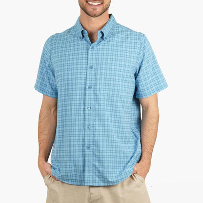 Air Force Blue Dorsal Short Sleeve Button Down Shirt / AFTCO Featured