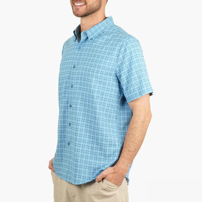 Air Force Blue Dorsal Short Sleeve Button Down Shirt / AFTCO Featured