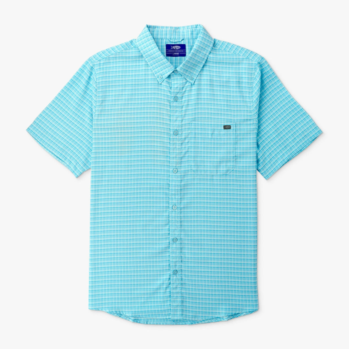 Air Force Blue Dorsal Short Sleeve Button Down Shirt / AFTCO Featured