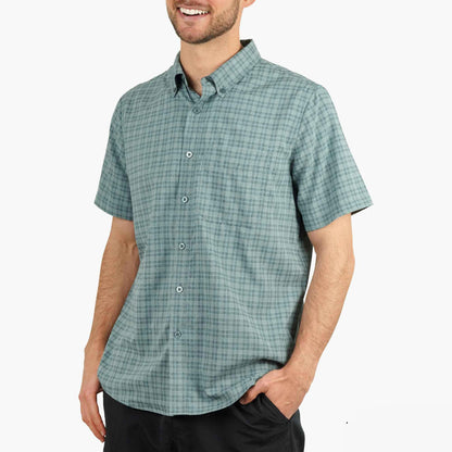 Air Force Blue Dorsal Short Sleeve Button Down Shirt / AFTCO Featured