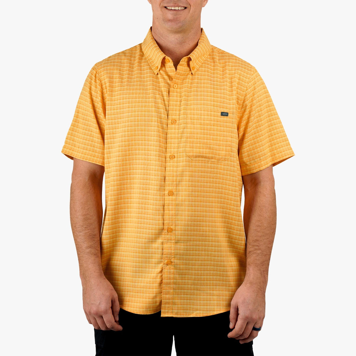 Air Force Blue Dorsal Short Sleeve Button Down Shirt / AFTCO Featured