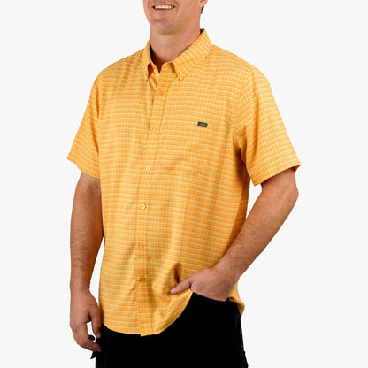 Air Force Blue Dorsal Short Sleeve Button Down Shirt / AFTCO Featured